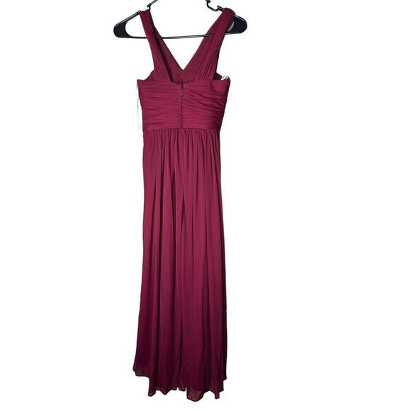 Dessy Girl Chiffon Knit Halter Full Length Burgundy Dress Junior Size 6 - Picture 5 of 9